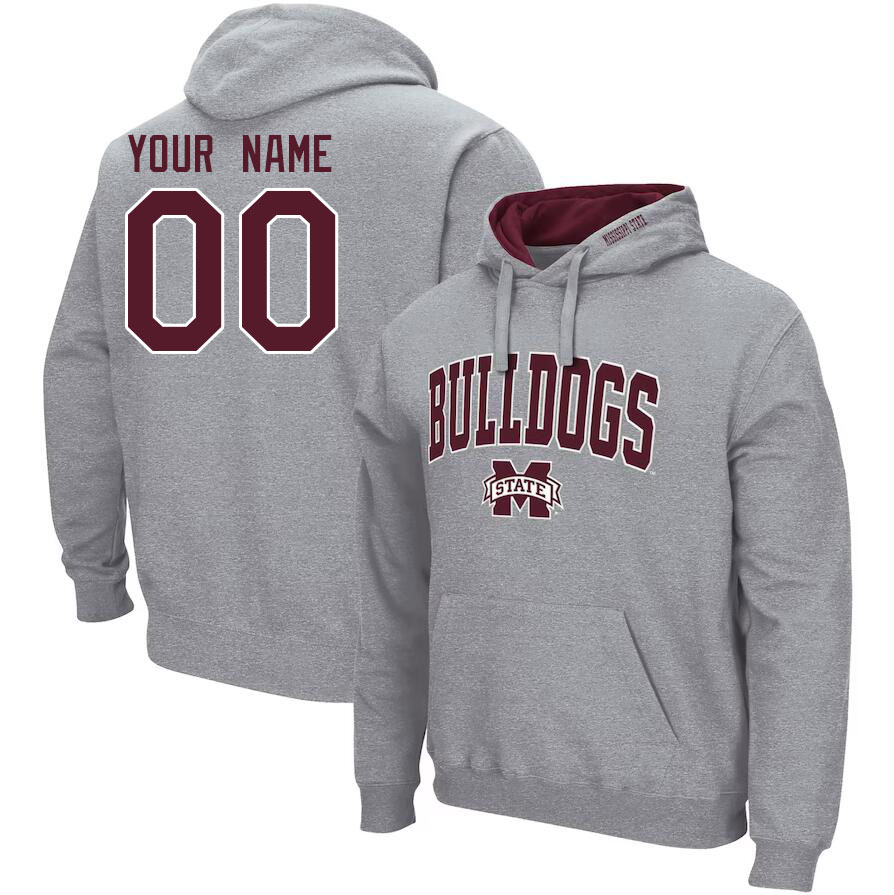 Custom Mississippi State Bulldogs College Name And Number Hoodie-Gray - Click Image to Close